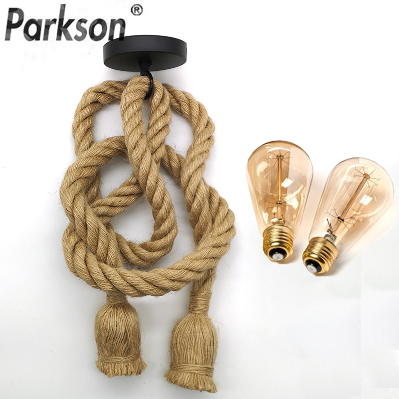 Light Switch - Retro Hemp Rope Pendant Light AC90-260V