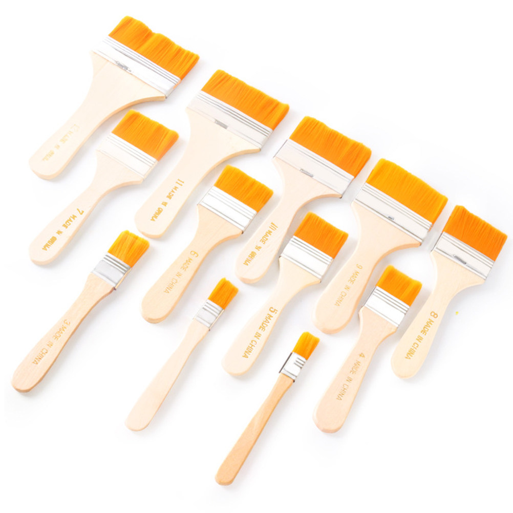 12Pcs Nylon Flat Paint Brushes - Home Improvement Fence ulasan dan harga