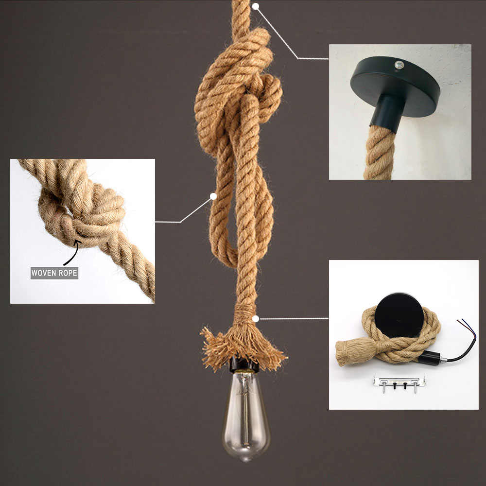 Retro Hemp Rope Pendant Light  - Light Switch ulasan dan harga