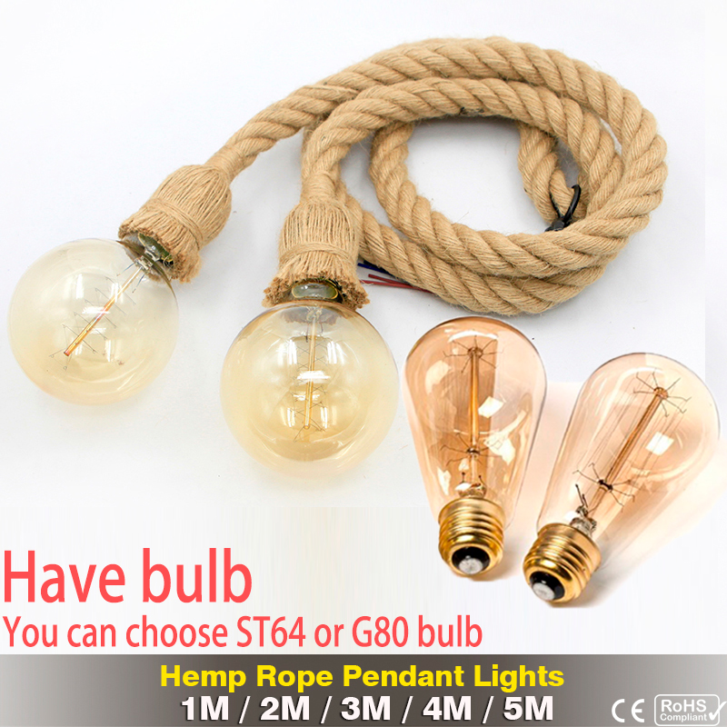 Retro Hemp Rope Pendant Light  - Light Switch ulasan dan harga