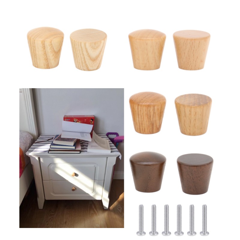 6Pcs Round Wooden Cabinet Knob - Cabinet Hinges ulasan dan harga