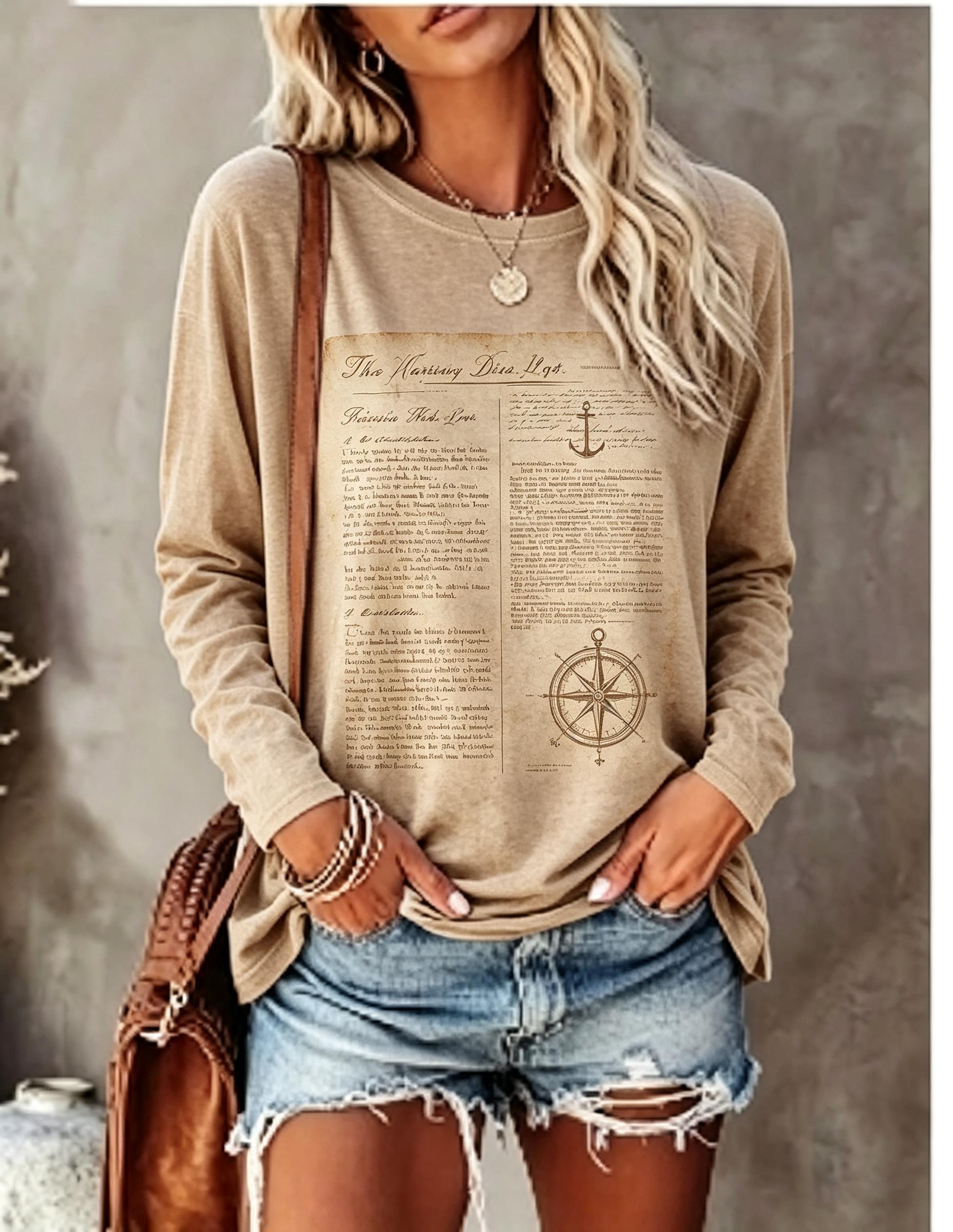 Women Long Sleeve T Shirt Vint - Wallpaper ulasan dan harga